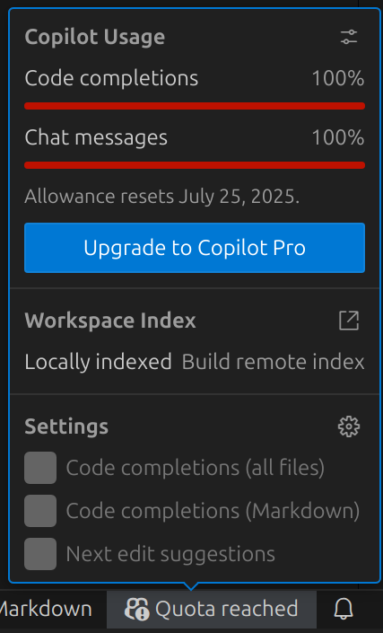 GitHub Copilot chat output