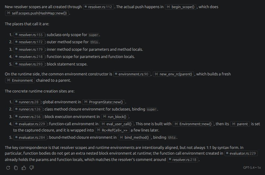 Copilot chat output